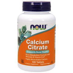 Кальция Цитрат (Now Foods, Calcium Citrate), 300 мг, 100 таблеток
