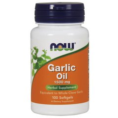 Часникова олія (Now Foods, Garlic Oil), 1500 мг, 100 м'яких капсул