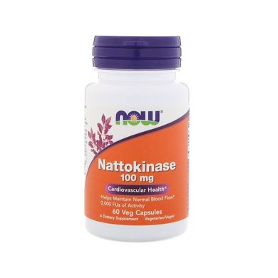 Наттокиназа (Now Foods, Nattokinase), 100 мг, 60 вегетарианских капсул