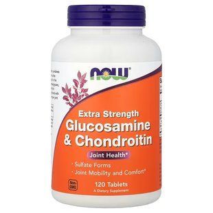 Глюкозамін і Хондроїтин Екстра Сила (Now Foods, Glucosamine & Chondroitin, Extra Strength), 120 таблеток