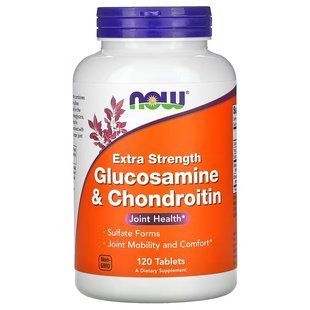 Глюкозамін і Хондроїтин Екстра Сила (Now Foods, Glucosamine & Chondroitin, Extra Strength), 120 таблеток