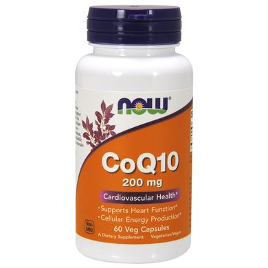 Коензим Q10 (Now Foods, CoQ10), 200 мг, 60 вегетаріанських капсул