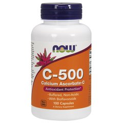 Вітамін C-500, Аскорбат Кальцію (Now Foods, C-500, Calcium Ascorbate-C), 100 вегетаріанських капсул