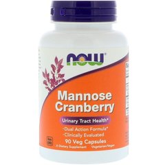 Манноза с Клюквой (Now Foods, Mannose Cranberry), 90 вегетарианских капсул