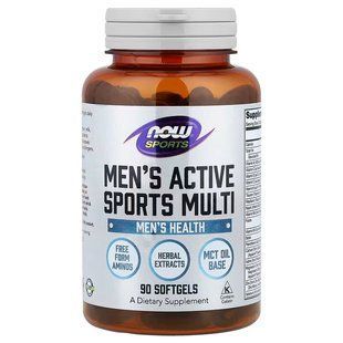 Мультивітаміни для чоловіків (NOW Foods, Sports, Men's Active Sports Multi), 90 м&rsquo;яких капсул