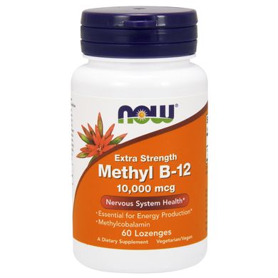 Метил В-12 (Now Foods, Methyl B-12), 10000 мкг, 60 пастилок
