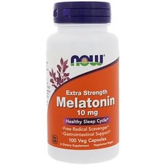 Мелатонин Экстра Сила (Now Foods, Extra Strength Melatonin), 10 мг, 100 вегетарианских капсул