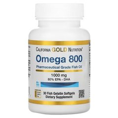 Омега 800, Риб'ячий жир фармацевтичної якості (Omega 800 Pharmaceutical Grade Fish Oil), 1000 мг, 30 м'яких капсул