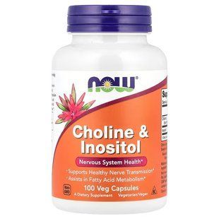 Холін та Інозитол (Now Foods, Choline & Inositol), 500 мг, 100 вегетаріанських капсул