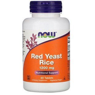 Красный дрожжевой рис (Now Foods, Red Yeast Rice), 1200 мг, 60 таблеток
