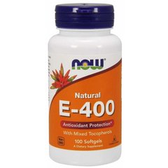 Вітамін E-400 Натуральний, Суміш Токоферолiв (Now Foods, Natural E-400 With Mixed Tocopherols), 400 МО, 100 м'яких капсул