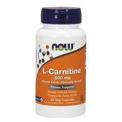 L-Карнитин (Now Foods, L-Carnitine), 500 мг, 60 вегетарианских капсул