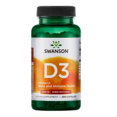 Вітамін Д-3, Swanson, Vitamin D-3, 1000 МО, 250 капсул