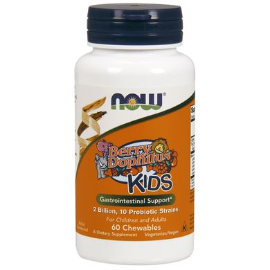 Пробіотик для дітей з ягідним смаком (Now Foods, Berry Dophilus), 60 жувальних таблеток