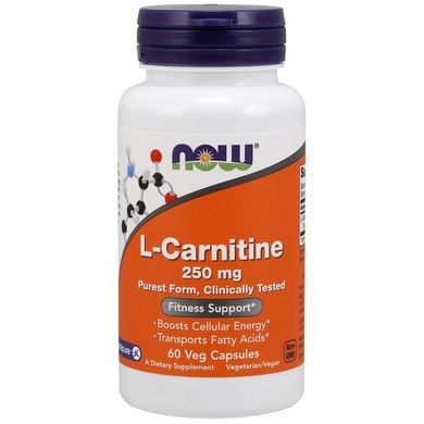 L-Карнітин (Now Foods, L-Carnitine), 250 мг, 60 вегетаріанських капсул