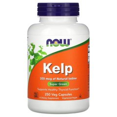 Келп, (Now Foods, Kelp, Green Superfood ), 250 вегетаріанських капсул