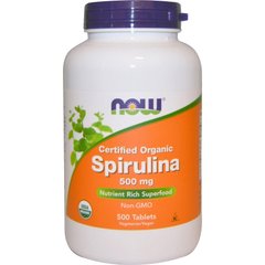 Спіруліна Органічна (Now Foods, Organic Spirulina), 500 мг, 500 таблеток