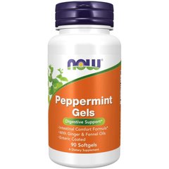 Перечная мята с имбирем и фенхелем (Now Foods, Peppermint Gels), 90 мягких капсул