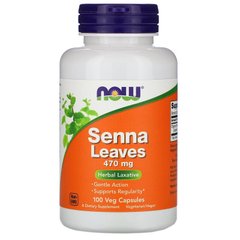 Листья сенны (Now Foods, Senna Leaves), 470 мг, 100 вегетарианских капсул