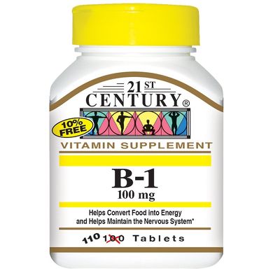 Витамин B-1 (21st Century, B-1), 100 мг, 110 таблеток