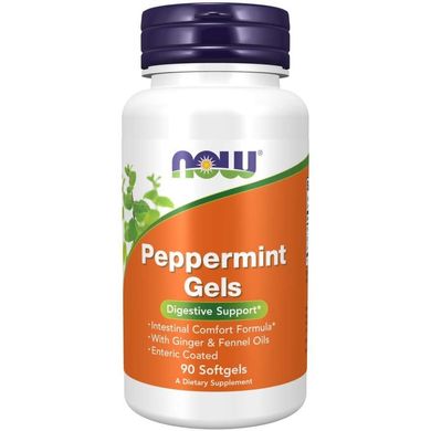 Перечная мята с имбирем и фенхелем (Now Foods, Peppermint Gels), 90 мягких капсул