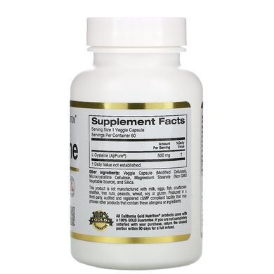 L-Цистеин (California Gold Nutrition, L-Cysteine), 500 мг, 60 вегетарианских капсул