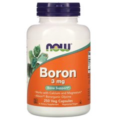 Бор (Now Foods, Boron), 3 мг, 250 вегетаріанських капсул