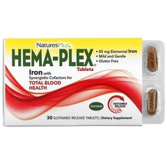 Комплекс для здоровья крови (Nature's Plus, Hema-Plex), 30 вегетарианских таблеток с замедленным высвобождением