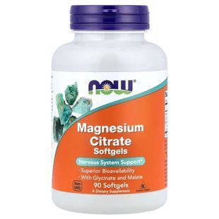 Цитрат магнію (Now Foods, Magnesium Citrate), 90 м'яких капсул