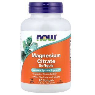 Цитрат магния (Now Foods, Magnesium Citrate), 90 мягких капсул