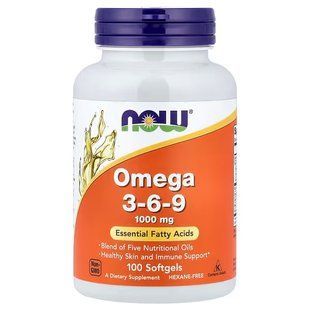 Омега 3-6-9 (Now Foods, Omega 3-6-9), 100 м'яких капсул