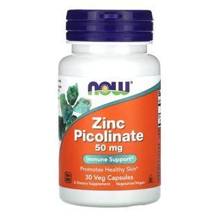 Цинк пиколинат (Now Foods, Zinc Picolinate), 50 мг, 30 вегетарианских капсул
