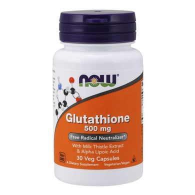 Глутатион (Now Foods, Glutathione) 500 мг, 30 вегетарианских капсул