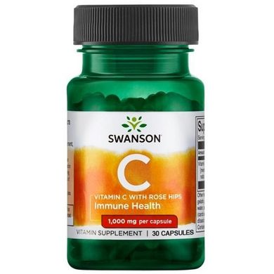 Вітамін C з шипшиною (Swanson, Vitamin C with Rose Hips), 1000 мг, 30 капсул