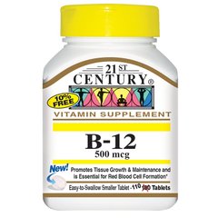 Витамин B-12 (21st Century, B-12), 500 мкг, 110 таблеток