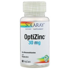 ОптиЦинк (Solaray, OptiZinc), 30 мг, 60 вегетарианских капсул