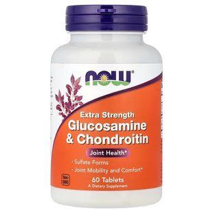 Глюкозамін і Хондроїтин Екстра Сила (Now Foods, Glucosamine & Chondroitin, Extra Strength), 60 таблеток