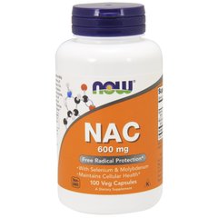 N-Ацетилцистеїн (Now Foods, NAC), 600 мг, 100 вегетаріанських капсул