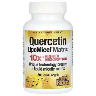 Кверцетин Ліпосомальний (Natural Factors, Quercetin LipoMicel Matrix), 30 м'яких рідких капсул