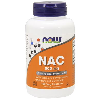 N-Ацетилцистеїн (Now Foods, NAC), 600 мг, 100 вегетаріанських капсул