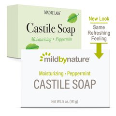 Зволожуюче Кастильське мило, м'ята (Mild By Nature, Castile Soap Bar, Peppermint), 141 г