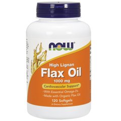 Льняное масло с лигнанами (Now Foods, High Lignan Flax Oil), 1000 мг, 120 мягких капсул