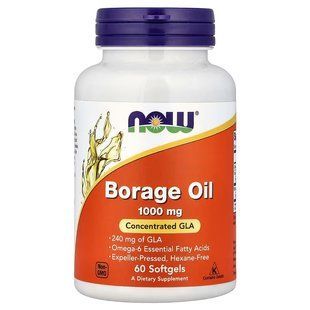 Олія огірочника (Now Foods, Borage Oil), 1000 мг, 60 м'яких капсул