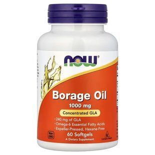 Масло огуречника (Now Foods, Borage Oil), 1000 мг, 60 мягких капсул