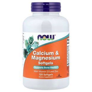 Кальцій і магній з вітаміном D і цинком (Now Foods, Calcium & Magnesium), 120 м'яких капсул
