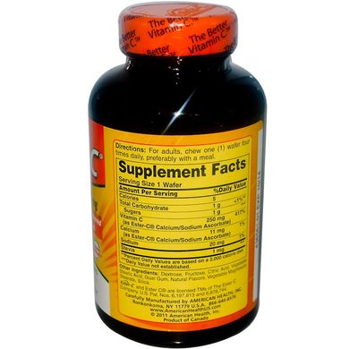 Эстер-Си (American Health, Ester-C, Orange Flavor), 250 мг, 125 жевательных таблеток