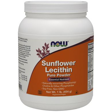 Лецитин Соняшниковий Порошок (Now Foods, Sunflower Lecithin), 454 г