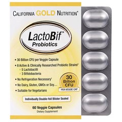 Пробіотик ЛактоБіф (California Gold Nutrition, LactoBif Probiotics), 30 млрд КУО, 60 капсул