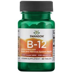 B-12 Метилкобаламин (Swanson, B-12 Methylcobalamin), 5000 мкг, 60 табеток