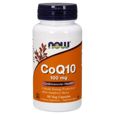 Коензим Q10 з глодом (Now Foods, CoQ10, With Hawthorn Berry), 100 мг, 90 вегетаріанських капсул